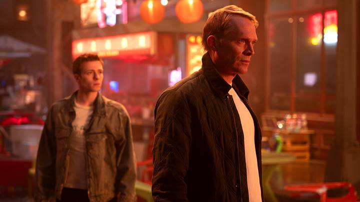 L-R: Ruaridh Mollica and Paul Bettany in Marvel Television's VISIONQUEST, exclusively on Disney+