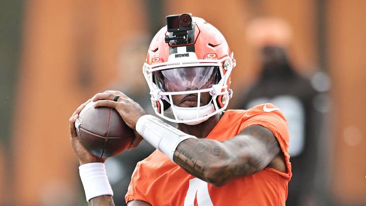 Jun 11, 2026; Berea, OH, USA; Cleveland Browns quarterback Deshaun Watson (4) looks to pass during minicamp at CrossCountry Mortgage Campus. Mandatory Credit: Ken Blaze-Imagn Images Jun 11, 2026; Berea, OH, USA; Cleveland Browns quarterback Deshaun Watson (4) looks to pass during minicamp at CrossCountry Mortgage Campus. Mandatory Credit: Ken Blaze-Imagn Images