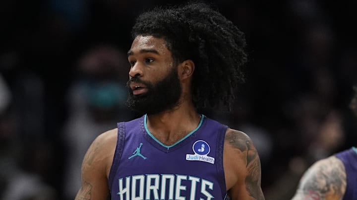 Charlotte Hornets guard Coby White (3) comes off the floor during the second half 