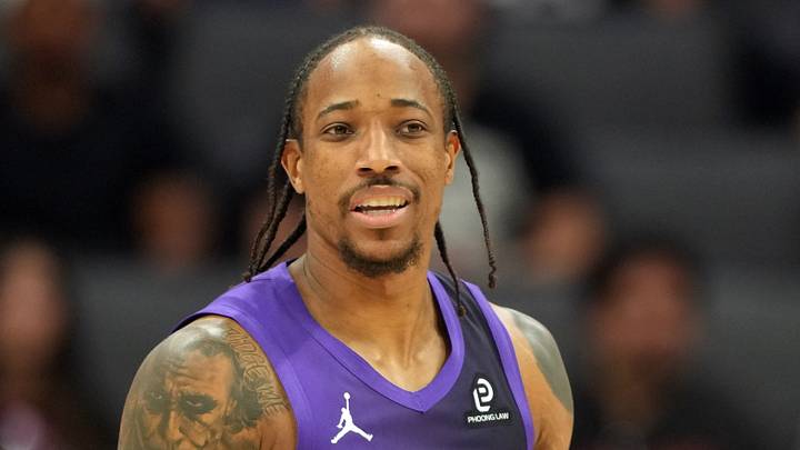 Apr 3, 2026; Sacramento, California, USA; Sacramento Kings guard DeMar DeRozan (10) during the second quarter against the New Orleans Pelicans at Golden 1 Center. Mandatory Credit: Darren Yamashita-Imagn Images