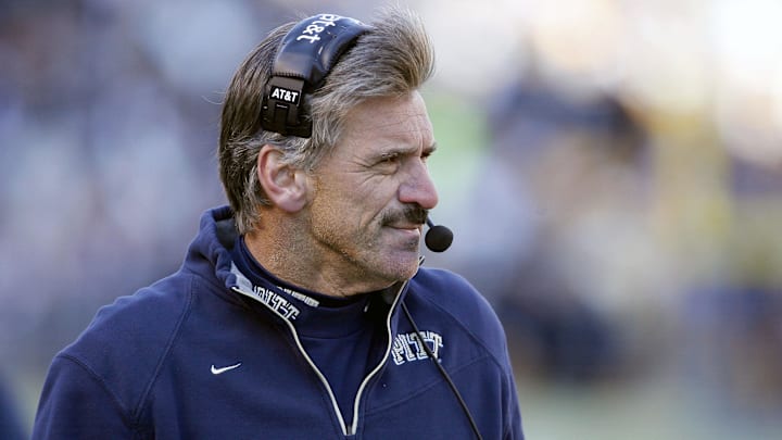 Nov 26, 2010; Pittsburgh, PA, USA; Pittsburgh Panthers head coach Dave Wannstedt on the sidelines against the West Virginia Mountaineers during the third quarter at Heinz Field. West Virginia won 35-10. Mandatory Credit: Charles LeClaire-USPRESSWIRE