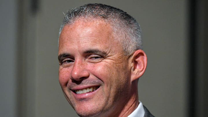 Florida State University Head Coach Mike Norvell smiles during the ACC Kickoff Media Days event in downtown Charlotte, N.C. Wednesday, July 26, 2023. Florida State University Head Coach Mike Norvell smiles during the ACC Kickoff Media Days event in downtown Charlotte, N.C. Wednesday, July 26, 2023.
