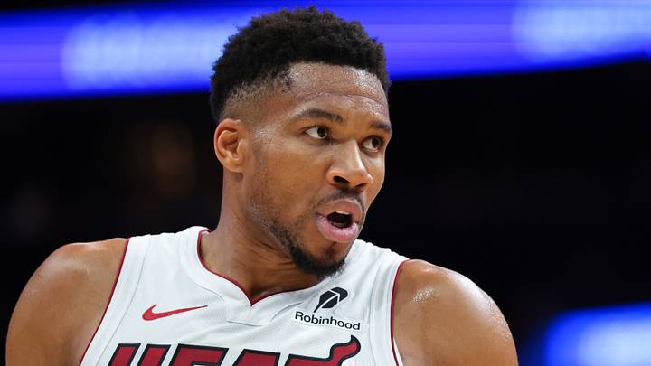 Oct 21, 2026; Miami, Florida, USA; Miami Heat forward Giannis Antetokounmpo (7) looks on against the Minnesota Timberwolves during the fourth quarter at Kaseya Center. Mandatory Credit: Sam Navarro-Imagn Images Oct 21, 2026; Miami, Florida, USA; Miami Heat forward Giannis Antetokounmpo (7) looks on against the Minnesota Timberwolves during the fourth quarter at Kaseya Center. Mandatory Credit: Sam Navarro-Imagn Images
