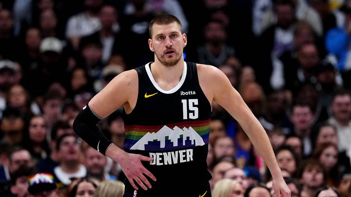 Apr 4, 2026; Denver, Colorado, USA; Denver Nuggets center Nikola Jokic (15) during the second quarter against the San Antonio Spurs at Ball Arena. Apr 4, 2026; Denver, Colorado, USA; Denver Nuggets center Nikola Jokic (15) during the second quarter against the San Antonio Spurs at Ball Arena.