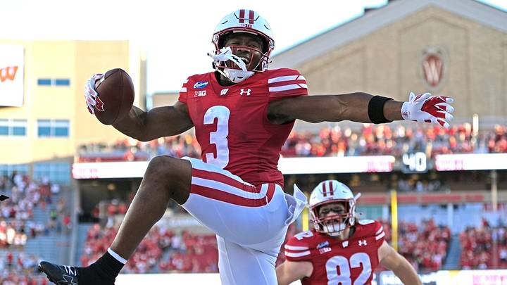 Wisconsin Badgers running back Abu Sama III. Wisconsin Badgers running back Abu Sama III.