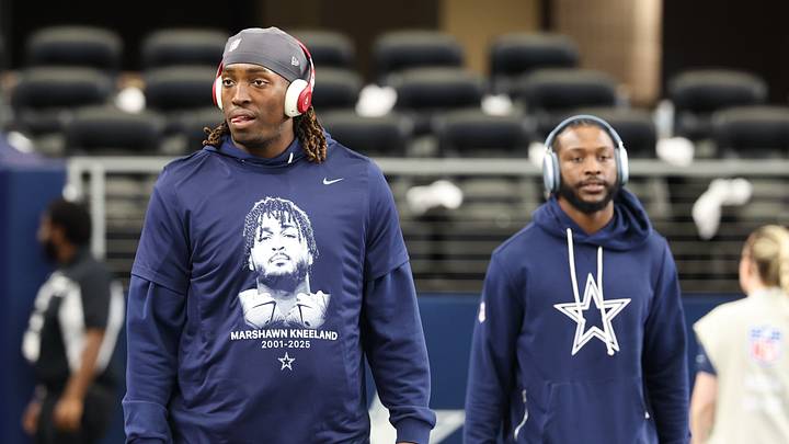 Dallas Cowboys offensive tackle Tyler Guyton warms up before a game against the Philadelphia Eagles at AT&T Stadium. Dallas Cowboys offensive tackle Tyler Guyton warms up before a game against the Philadelphia Eagles at AT&T Stadium.