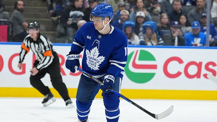 Apr 13, 2026; Toronto, Ontario, CAN; Toronto Maple Leafs center Max Domi (11) follows the play against the Dallas Stars during the third period at Scotiabank Arena. Mandatory Credit: Nick Turchiaro-Imagn Images