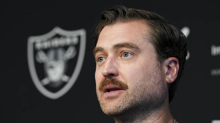 May 28, 2026; Henderson, NV, USA; Las Vegas Raiders offensive coordinator Andrew Janocko speaks during a news conference during organized team activities at Intermountain Health Performance Center. Mandatory Credit: Candice Ward-Imagn Images