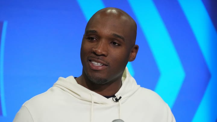 Feb 27, 2024; Indianapolis, IN, USA; Houston Texans head coach DeMeco Ryans speaks at a press conference during the NFL Scouting Combine at Indiana Convention Center. Mandatory Credit: Kirby Lee-Imagn Images