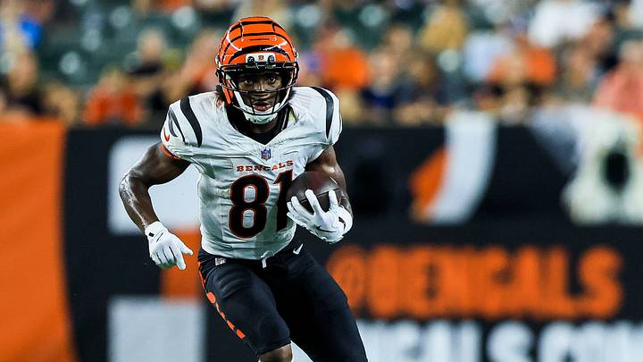 Aug 13, 2026; Cincinnati, Ohio, USA; Cincinnati Bengals wide receiver Dohnte Meyers (81) runs with the ball against the Detroit Lions in the second half at Paycor Stadium. Mandatory Credit: Katie Stratman-Imagn Images Aug 13, 2026; Cincinnati, Ohio, USA; Cincinnati Bengals wide receiver Dohnte Meyers (81) runs with the ball against the Detroit Lions in the second half at Paycor Stadium. Mandatory Credit: Katie Stratman-Imagn Images