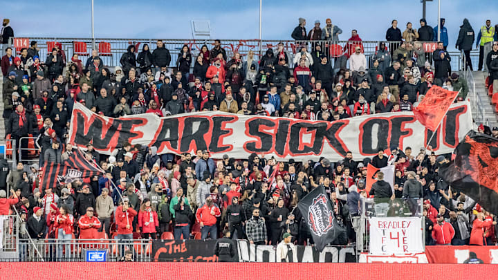 Toronto FC fans show their discontent with the club, Toronto...
