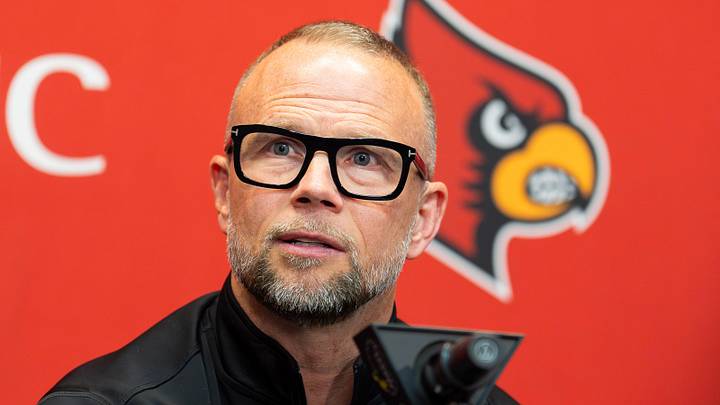 Louisville men's basketball coach Pat Kelsey answers questions from reporters during a news conference in Louisville, Ky., on June 22, 2026.