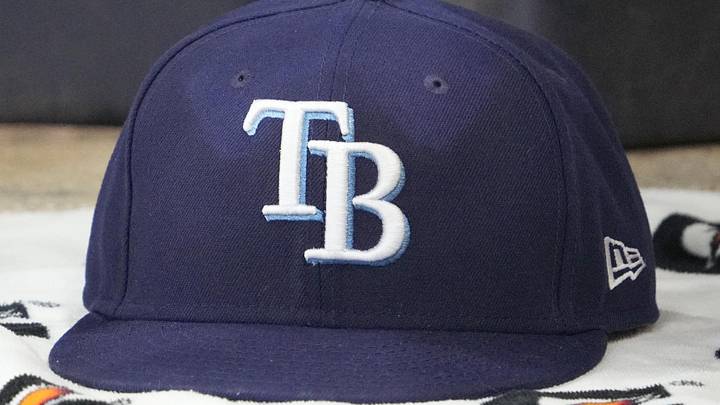 Mar 30, 2026; Milwaukee, Wisconsin, USA; A detailed view of the Tampa Bay Rays hat at American Family Field. Mar 30, 2026; Milwaukee, Wisconsin, USA; A detailed view of the Tampa Bay Rays hat at American Family Field.