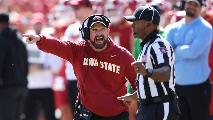 Oct 3, 2026; Ames, Iowa, USA; Iowa State Cyclones head coach Jimmy Rogers watches his team play the West Virginia Mountaineers during the second half at Jack Trice Stadium. Mandatory Credit: Reese Strickland-Imagn Images Oct 3, 2026; Ames, Iowa, USA; Iowa State Cyclones head coach Jimmy Rogers watches his team play the West Virginia Mountaineers during the second half at Jack Trice Stadium. Mandatory Credit: Reese Strickland-Imagn Images