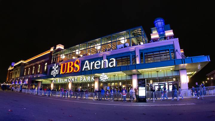Nov 21, 2021; Elmont, New York, USA;  Fans line up outside of UBS Arena before the game between New York Islanders and Toronto Maple Leafs. Mandatory Credit: Tom Horak-USA TODAY Sports