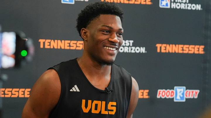 Tennessee guard Manny Green (1) speaks at Tennessee basketball media availability on Aug. 27, 2026. Tennessee guard Manny Green (1) speaks at Tennessee basketball media availability on Aug. 27, 2026.