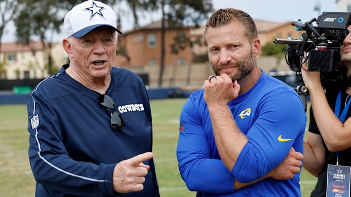 Los Angeles Rams & Dallas Cowboys Joint Practice, Jerry Jones, Sean McVay