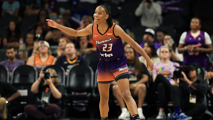 Jul 9, 2025; Phoenix, Arizona, USA; Phoenix Mercury guard Kiana Williams (23) against the Minnesota Lynx at PHX Arena. Mandatory Credit: Mark J. Rebilas-Imagn Images Jul 9, 2025; Phoenix, Arizona, USA; Phoenix Mercury guard Kiana Williams (23) against the Minnesota Lynx at PHX Arena. Mandatory Credit: Mark J. Rebilas-Imagn Images