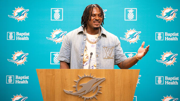Miami Dolphins QB Malik Willis during his introductory press conference