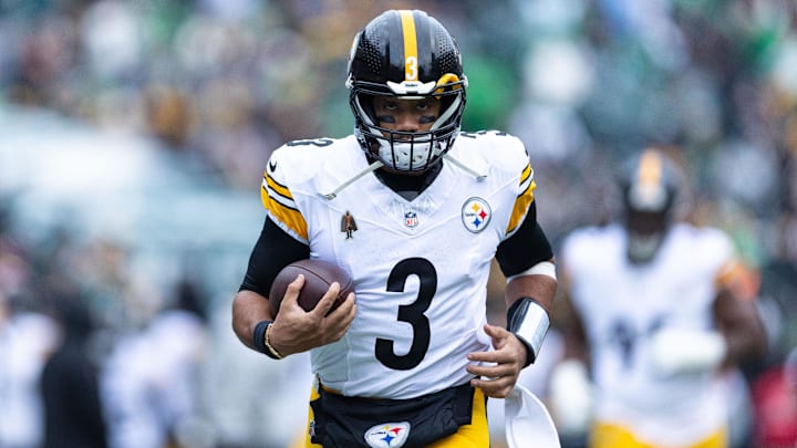 Dec 15, 2024; Philadelphia, Pennsylvania, USA; Pittsburgh Steelers quarterback Russell Wilson (3) takes the field for a game against the Philadelphia Eagles at Lincoln Financial Field. Mandatory Credit: Bill Streicher-Imagn Images