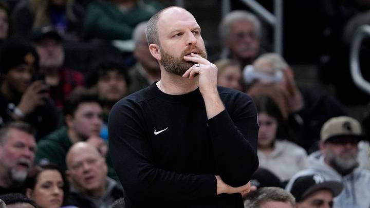 Feb 2, 2025; Milwaukee, Wisconsin, USA;  Memphis Grizzlies head coach Taylor Jenkins looks on during the first half of the Memphis Grizzlies and Milwaukee Bucks game at Fiserv Forum. Mandatory Credit: Michael McLoone-Imagn Images