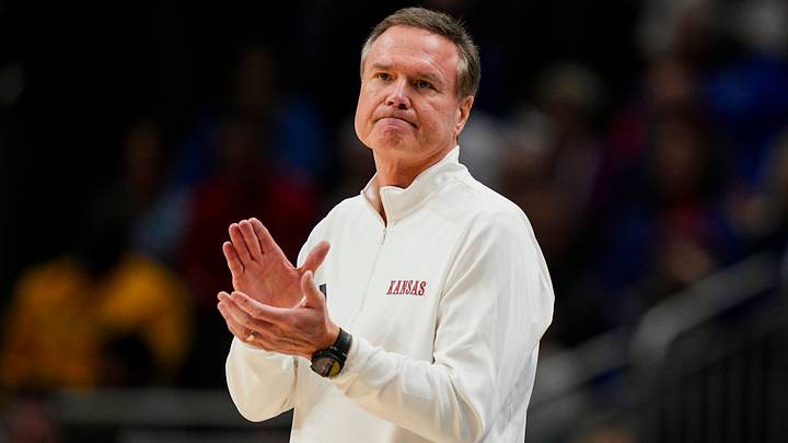 Dec 7, 2025; Kansas City, Missouri, USA; Kansas Jayhawks head coach Bill Self reacts during the second half against the Missouri Tigers at T-Mobile Center. Mandatory Credit: Jay Biggerstaff-Imagn Images Dec 7, 2025; Kansas City, Missouri, USA; Kansas Jayhawks head coach Bill Self reacts during the second half against the Missouri Tigers at T-Mobile Center. Mandatory Credit: Jay Biggerstaff-Imagn Images