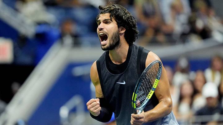 Carlos Alcaraz reacts during his quarterfinal match against Ben Shelton at the 2026 US Open REUTERS/Eduardo Munoz Carlos Alcaraz reacts during his quarterfinal match against Ben Shelton at the 2026 US Open REUTERS/Eduardo Munoz