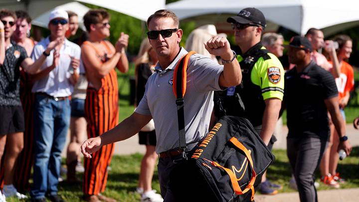Oklahoma State head football coach Eric Morris. Oklahoma State head football coach Eric Morris.