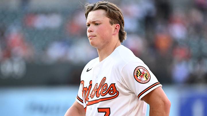 Jun 13, 2026; Baltimore, Maryland, USA; Baltimore Orioles second baseman Jackson Holliday (7) looks to the dugout during the eighth inning against the San Diego Padres at Oriole Park at Camden Yards. Mandatory Credit: James A. Pittman-Imagn Images Jun 13, 2026; Baltimore, Maryland, USA; Baltimore Orioles second baseman Jackson Holliday (7) looks to the dugout during the eighth inning against the San Diego Padres at Oriole Park at Camden Yards. Mandatory Credit: James A. Pittman-Imagn Images