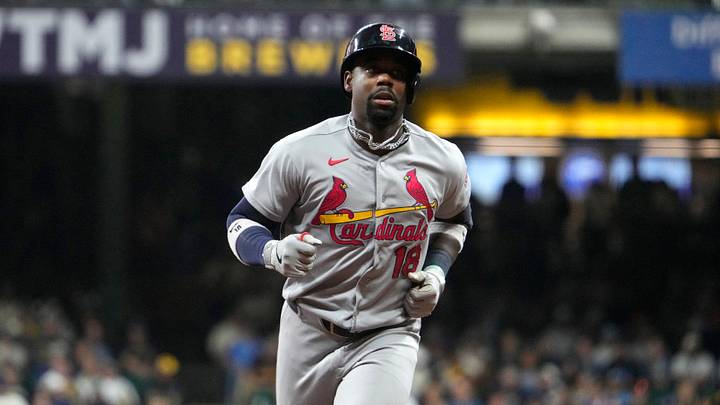 Sep 25, 2026; Milwaukee, Wisconsin, USA;  St. Louis Cardinals right fielder Jordan Walker (18) celebrates hitting a home run against the Milwaukee Brewers in the seventh inning at American Family Field.  Mandatory Credit: Michael McLoone-Imagn Images