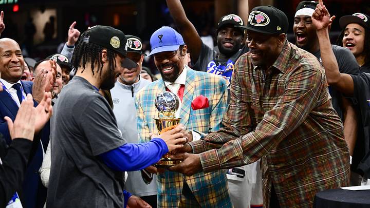 Jalen Brunson was given the Eastern Conference finals MVP trophy by Patrick Ewing and Walt Frazier Jalen Brunson was given the Eastern Conference finals MVP trophy by Patrick Ewing and Walt Frazier