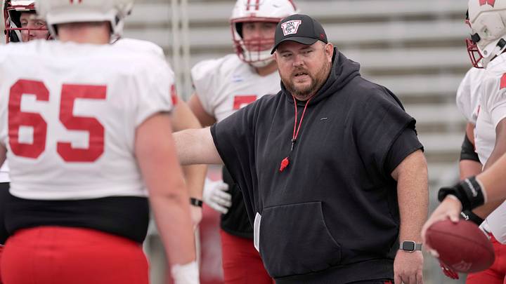 Wisconsin offensive line coach Eric Mateos. Wisconsin offensive line coach Eric Mateos.