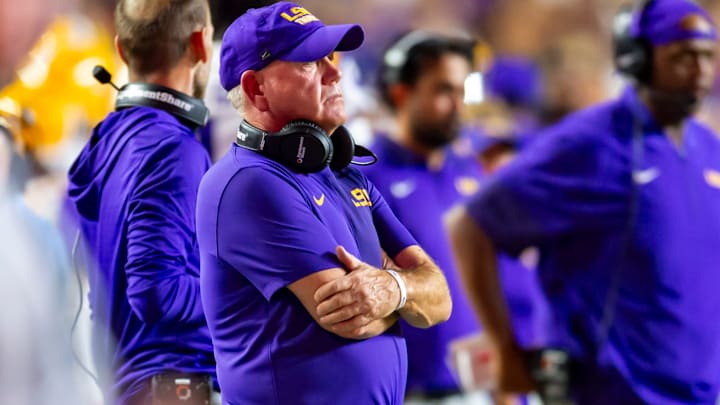 Tigers Head Coach Brian Kelly, LSU Tigers take on the Southeastern Louisiana. Sept 20, 2025; Baton Rouge, Louisiana, USA; at Tiger Stadium.