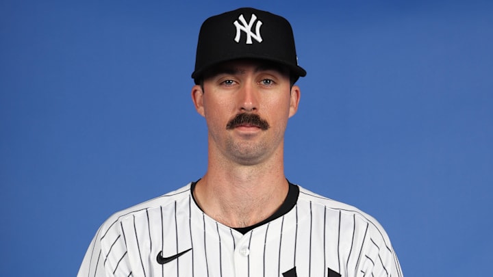 Feb 18, 2025; Tampa, FL, USA; New York Yankees player Braden Shewmake (89) pose for a portrait during the  Photo Day at George M. Steinbrenner Field. Mandatory Credit: New York Yankees via Imagn Images