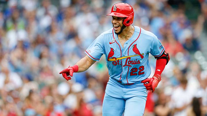 Aug 15, 2026; Chicago, Illinois, USA; St. Louis Cardinals left fielder Joshua Baez (22) celebrates as he rounds the bases after hitting a two-run home run against the Chicago Cubs during the first inning at Wrigley Field. Mandatory Credit: Kamil Krzaczynski-Imagn Images