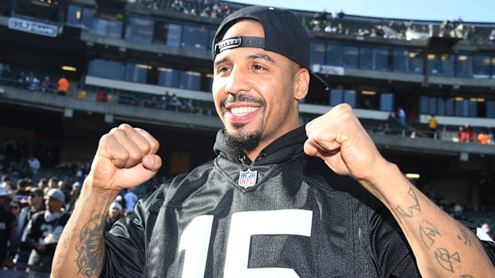 Dec 4, 2016; Oakland, CA, USA; Professional boxer Andre Ward poses during a NFL football game between the Buffalo Bills and the Oakland Raiders at Oakland Coliseum. Mandatory Credit: Kirby Lee-Imagn Images