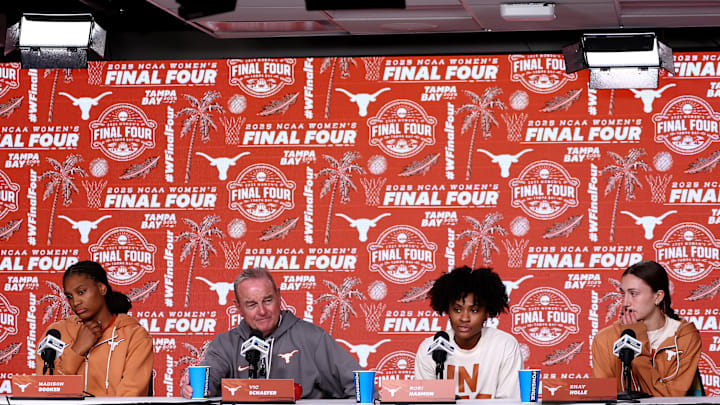Madison Booker, Vic Schaefer, Rori Harmon, Shay Holle, NCAA Women's Basketball Tournament - Final Four Week - Tampa