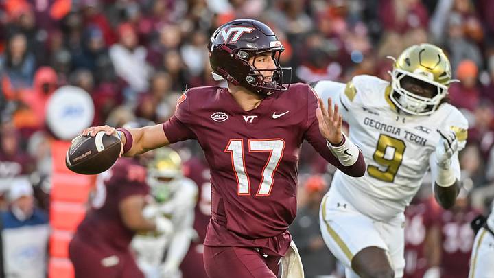 Oct 17, 2026; Blacksburg, Virginia, USA; Virginia Tech Hokies quarterback Ethan Grunkemeyer (17) throws a pass against the Georgia Tech Yellow Jackets during the fourth quarter at Lane Stadium. Mandatory Credit: Brian Bishop-Imagn Images Oct 17, 2026; Blacksburg, Virginia, USA; Virginia Tech Hokies quarterback Ethan Grunkemeyer (17) throws a pass against the Georgia Tech Yellow Jackets during the fourth quarter at Lane Stadium. Mandatory Credit: Brian Bishop-Imagn Images