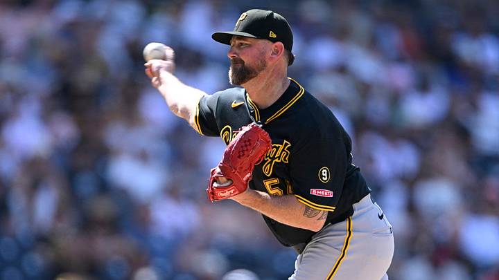 Aug 26, 2026; San Diego, California, USA; Pittsburgh Pirates pitcher Kirby Yates (54) delivers during the eighth inning against the San Diego Padres at Petco Park. Mandatory Credit: Denis Poroy-Imagn Images Aug 26, 2026; San Diego, California, USA; Pittsburgh Pirates pitcher Kirby Yates (54) delivers during the eighth inning against the San Diego Padres at Petco Park. Mandatory Credit: Denis Poroy-Imagn Images
