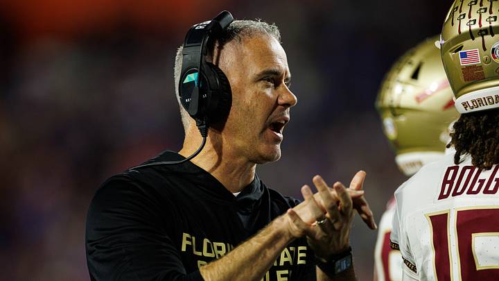 Nov 29, 2025; Gainesville, Florida, USA; Florida State Seminoles head coach Mike Norvell gestures against the Florida Gators during the second half at Ben Hill Griffin Stadium. Mandatory Credit: Matt Pendleton-Imagn Images Nov 29, 2025; Gainesville, Florida, USA; Florida State Seminoles head coach Mike Norvell gestures against the Florida Gators during the second half at Ben Hill Griffin Stadium. Mandatory Credit: Matt Pendleton-Imagn Images