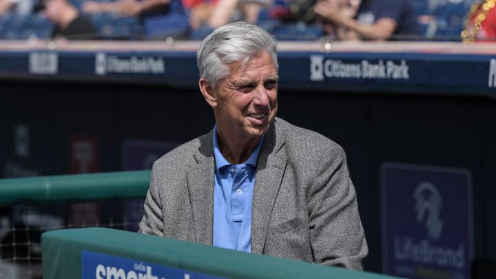 Jun 24, 2023; Philadelphia, Pennsylvania, USA;  Philadelphia Phillies President of Baseball Operations Dave Dombrowski prior to the game against the New York Mets at Citizens Bank Park.