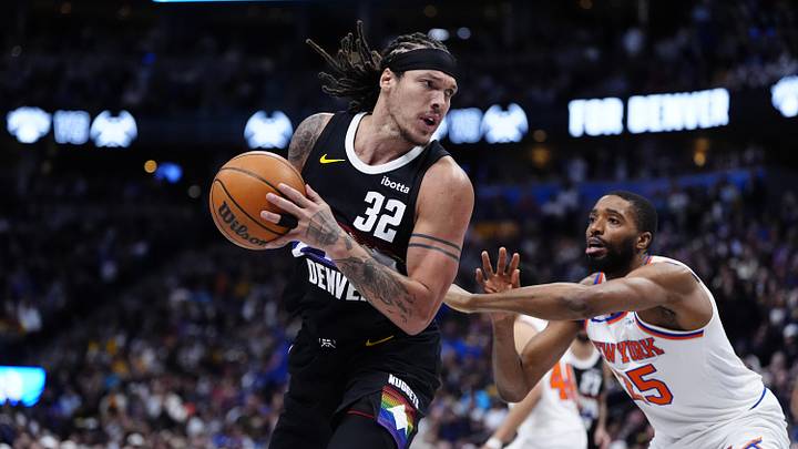 Mar 6, 2026; Denver, Colorado, USA; Denver Nuggets forward Aaron Gordon (32) and New York Knicks guard Mikal Bridges (25) during the second quarter at Ball Arena. Mandatory Credit: Ron Chenoy-Imagn Images Mar 6, 2026; Denver, Colorado, USA; Denver Nuggets forward Aaron Gordon (32) and New York Knicks guard Mikal Bridges (25) during the second quarter at Ball Arena. Mandatory Credit: Ron Chenoy-Imagn Images