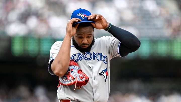 Aug 22, 2026; Bronx, New York, USA; Toronto Blue Jays first baseman Vladimir Guerrero (27) during the fourth inning against the New York Yankees at Yankee Stadium. Mandatory Credit: John Jones-Imagn Images Aug 22, 2026; Bronx, New York, USA; Toronto Blue Jays first baseman Vladimir Guerrero (27) during the fourth inning against the New York Yankees at Yankee Stadium. Mandatory Credit: John Jones-Imagn Images