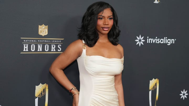 Taylor Rooks on the red carpet before Super Bowl LIX NFL Honors at Saenger Theatre.