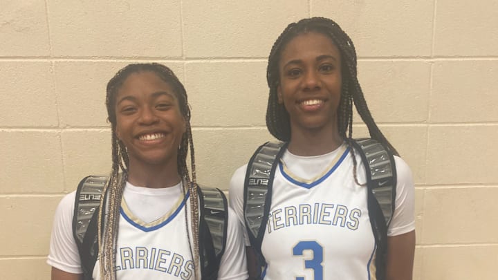 Vandebilt Catholic juniors Tyanna Stewart (left) and Journee Johnson 