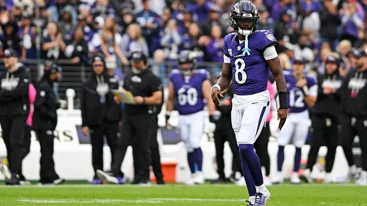 Oct 4, 2026; Baltimore, Maryland, USA; Baltimore Ravens quarterback Lamar Jackson (8) looks on after a play during the first quarter against the Tennessee Titans at M&T Bank Stadium. Mandatory Credit: Tommy Gilligan-Imagn Images Oct 4, 2026; Baltimore, Maryland, USA; Baltimore Ravens quarterback Lamar Jackson (8) looks on after a play during the first quarter against the Tennessee Titans at M&T Bank Stadium. Mandatory Credit: Tommy Gilligan-Imagn Images