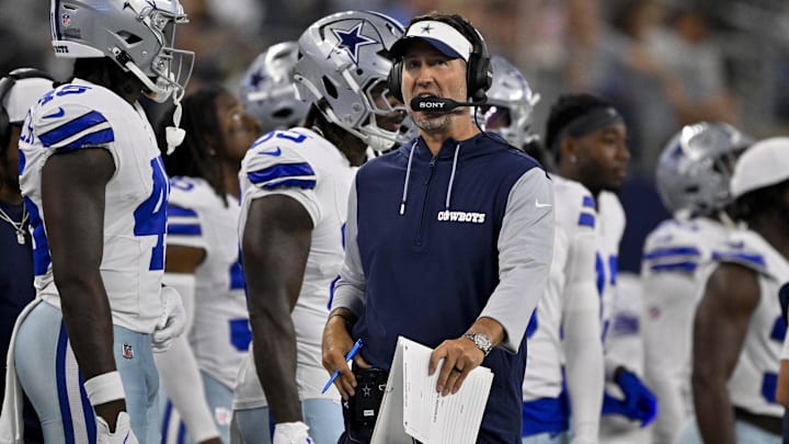 Dallas Cowboys head coach Brian Schottenheimer looks on during the game between the Dallas Cowboys and the Baltimore Ravens.