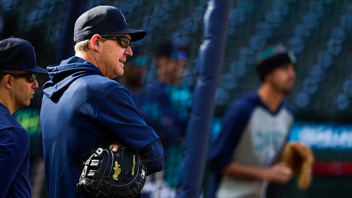 Sep 5, 2026: Seattle Mariners manager Dan Wilson (6) watches batting practice before a game against the Athletics at T-Mobile Park. Credit: Joe Nicholson-Imagn Images
