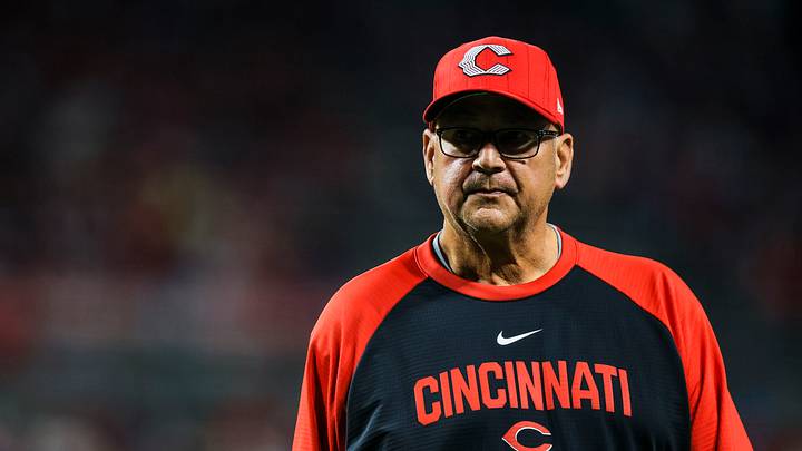 May 30, 2026; Cincinnati, Ohio, USA; Cincinnati Reds manager Terry Francona (77) walks off the field during a pitching change in the ninth inning against the Atlanta Braves at Great American Ball Park. Mandatory Credit: Katie Stratman-Imagn Images May 30, 2026; Cincinnati, Ohio, USA; Cincinnati Reds manager Terry Francona (77) walks off the field during a pitching change in the ninth inning against the Atlanta Braves at Great American Ball Park. Mandatory Credit: Katie Stratman-Imagn Images