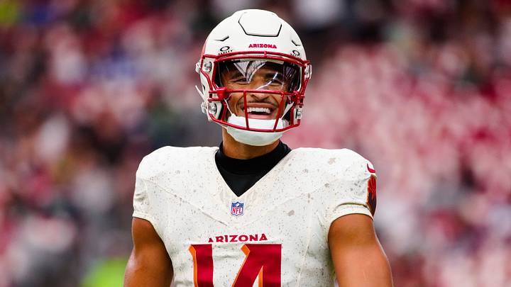 Arizona Cardinals receiver Michael Wilson smiles prior to a game against the Seattle Seahawks at State Farm Stadium in Glendale on Sept. 20, 2026. Arizona Cardinals receiver Michael Wilson smiles prior to a game against the Seattle Seahawks at State Farm Stadium in Glendale on Sept. 20, 2026.